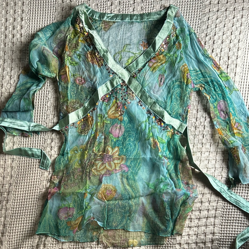 Floral Sheer Wrap Top